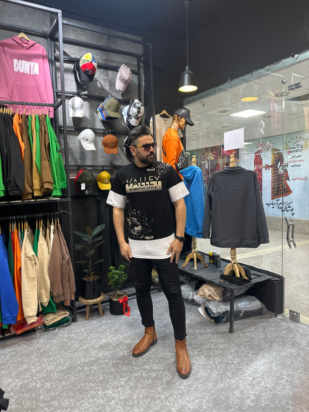تیشرت ترکیبی مردانه طرح دار