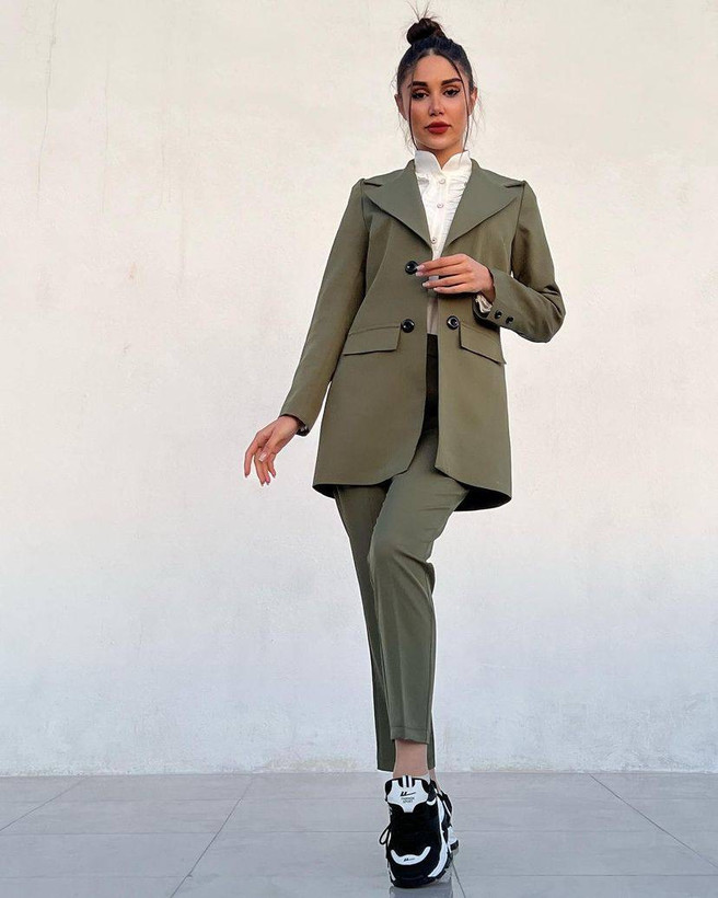 کت و شلوار زنانه پارچه مازراتی