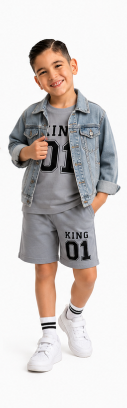 ست تیشرت شلوارک یک تا چهارسال طرح king10