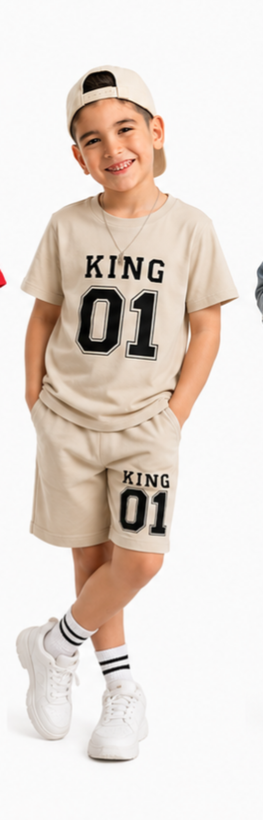 ست تیشرت شلوارک یک تا چهارسال طرح king10