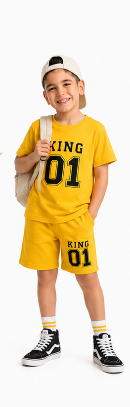ست تیشرت شلوارک یک تا چهارسال طرح king10
