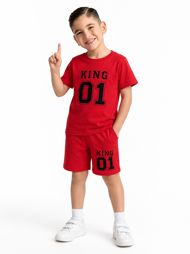 ست تیشرت شلوارک یک تا چهارسال طرح king10