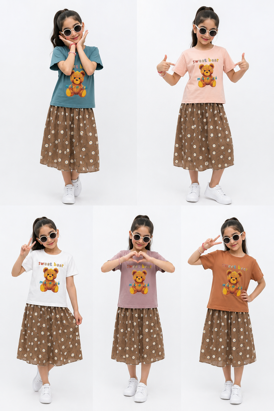 تیشرت بچگانه پاندا sweet bear نخ پنبه 5 تا 8سال قواره دار