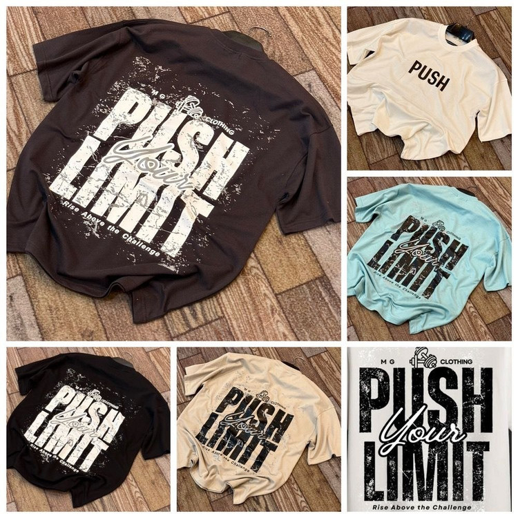 تیشرت دونخ پنبه مردانه طرح PUSH